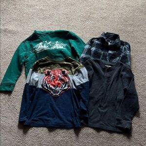 Kids Green Hoodie and Black Henley Shirt Set